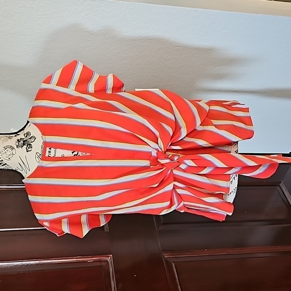Striped Knot Front Blouse Size XL New With Tags